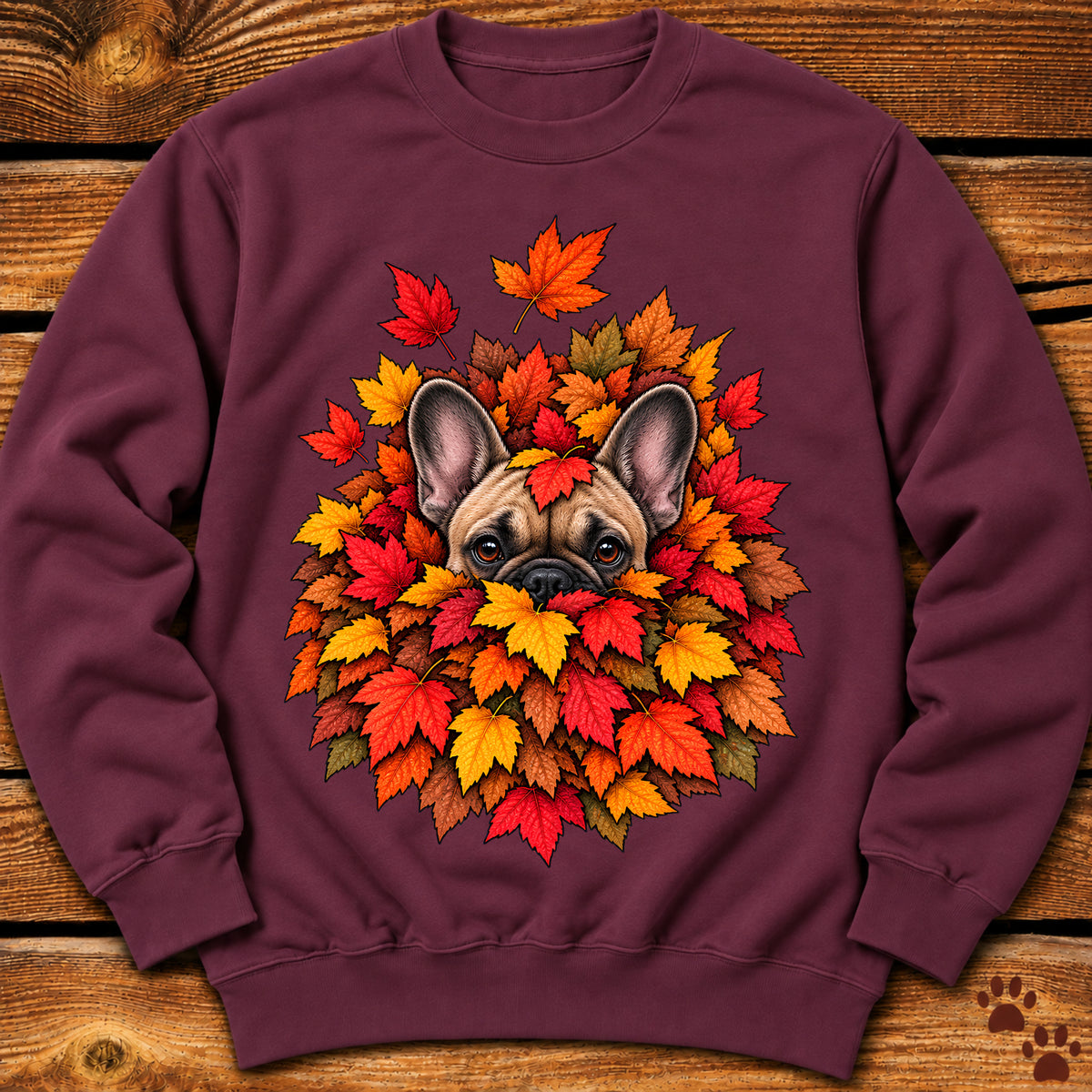 French (Frenchie) Bulldog Leaf Pile Crewneck