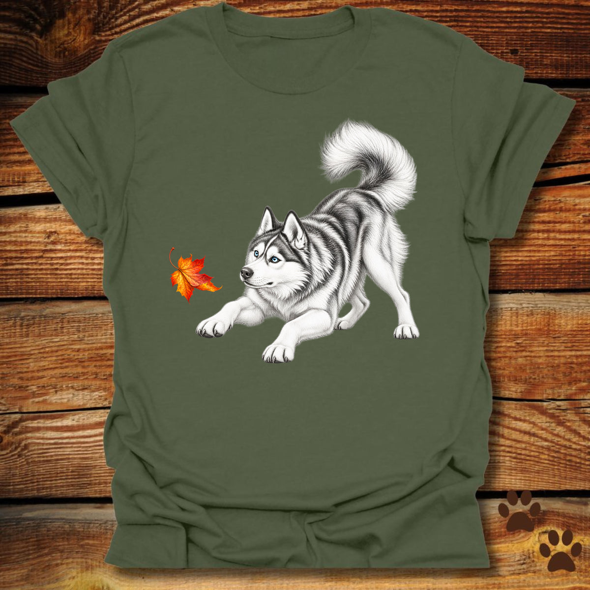 Siberian Husky Fall Leaf T-Shirt