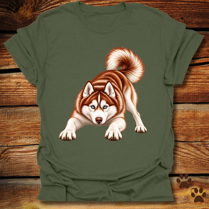 Red Siberian Husky Ready For Mischief T-Shirt