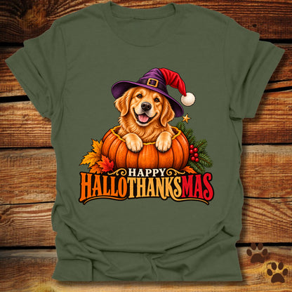 Happy Hallothanksmas Golden Retriever T-Shirt