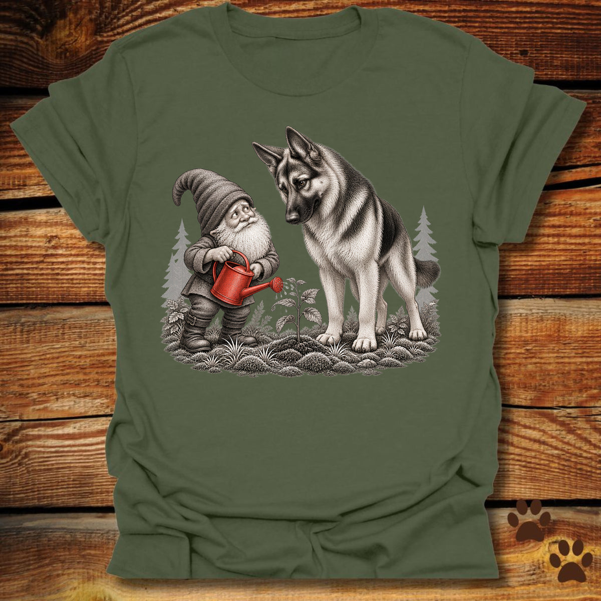 Garden Gnome and German Shepherd T-Shirt