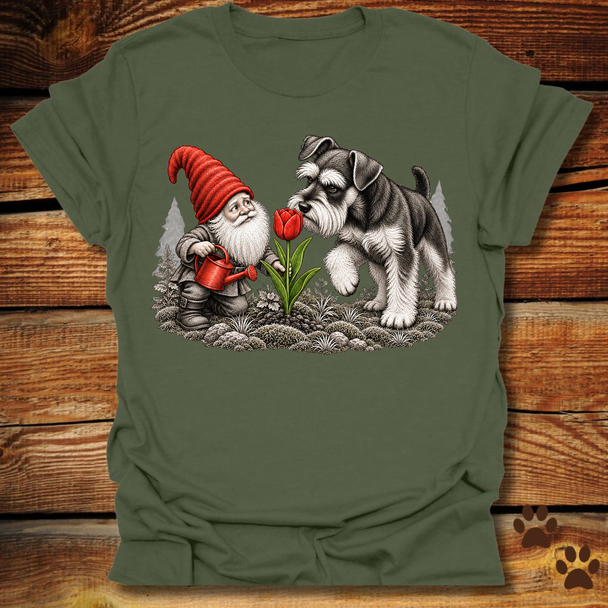 Garden Gnome and Schnauzer T-Shirt