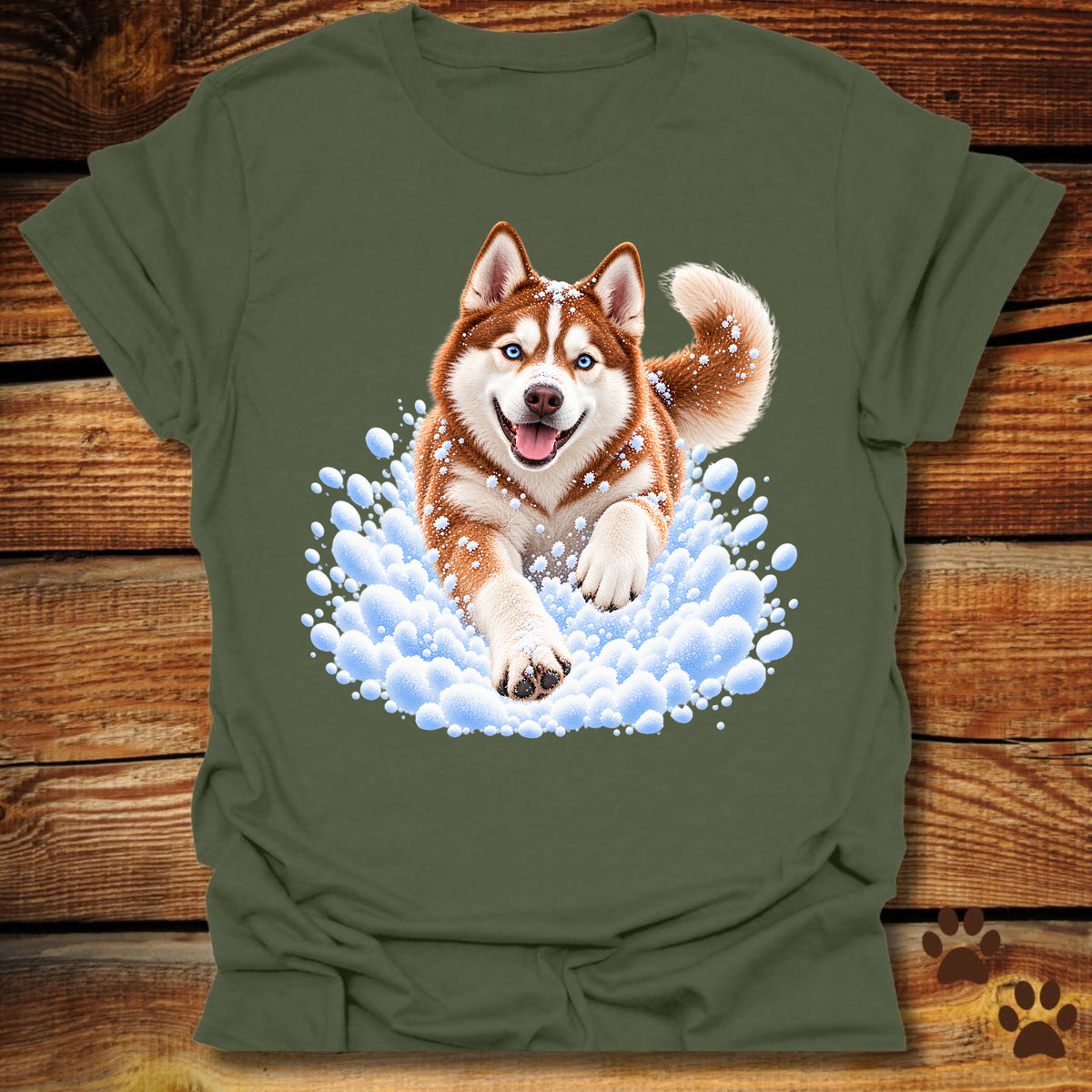 Red Husky Snow Day T-Shirt - Front & Back Print