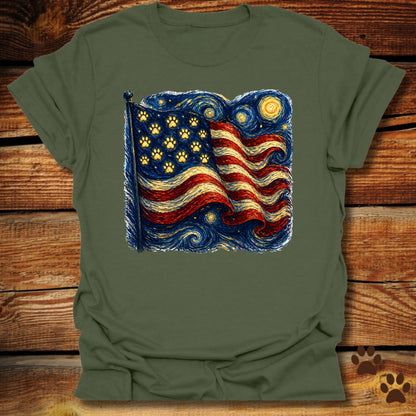 Starry Night Paw Flag T-Shirt