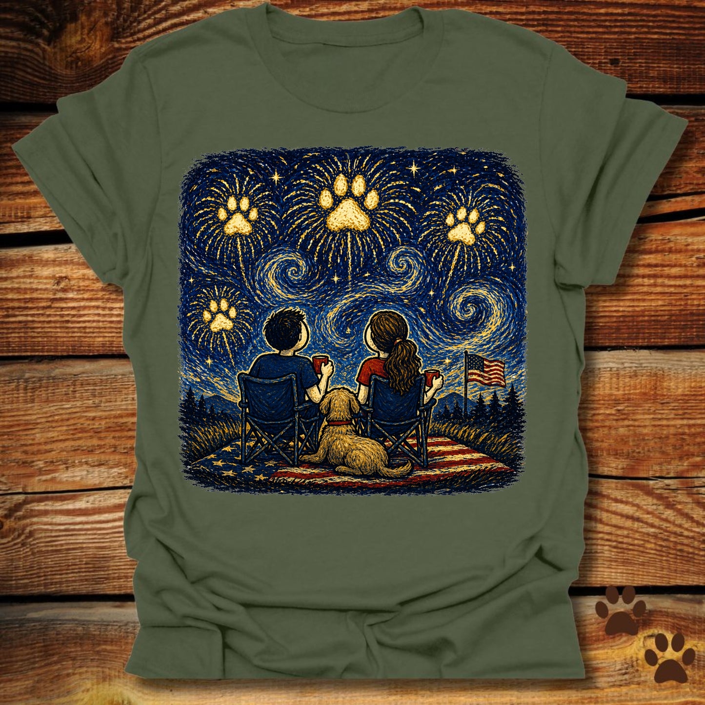 Starry Night Fireworks T-Shirt