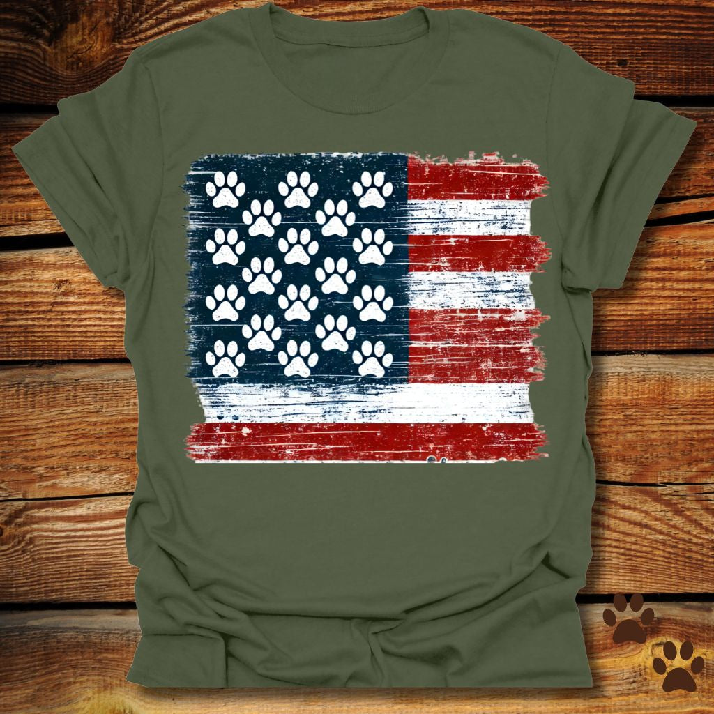 Patriotic Paw Print American Flag Shirt