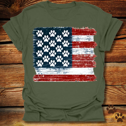 Patriotic Paw Print American Flag Shirt