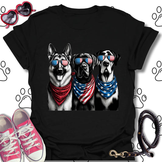 Patriotic Dogs American Flag Sunglasses Shirt