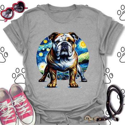 Bulldog Starry Night Art T-Shirt
