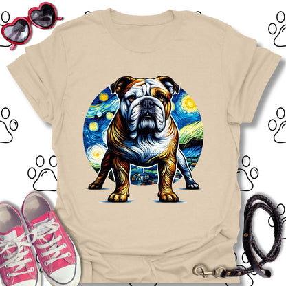 Bulldog Starry Night Art T-Shirt