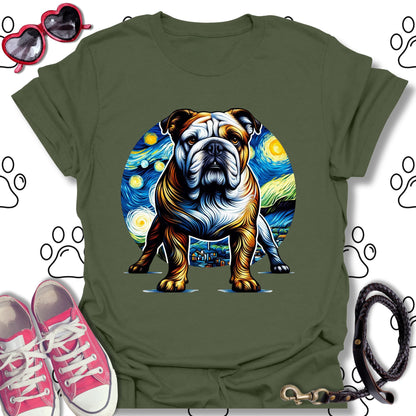 Bulldog Starry Night Art T-Shirt