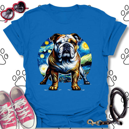 Bulldog Starry Night Art T-Shirt