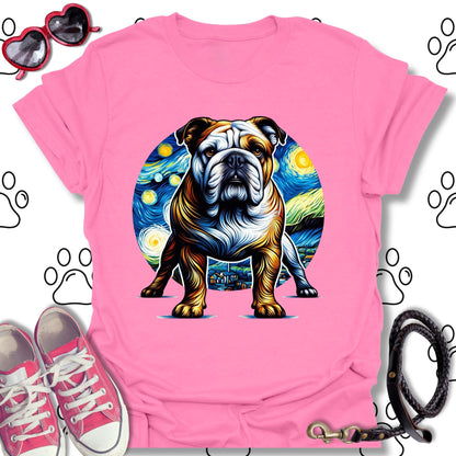 Bulldog Starry Night Art T-Shirt