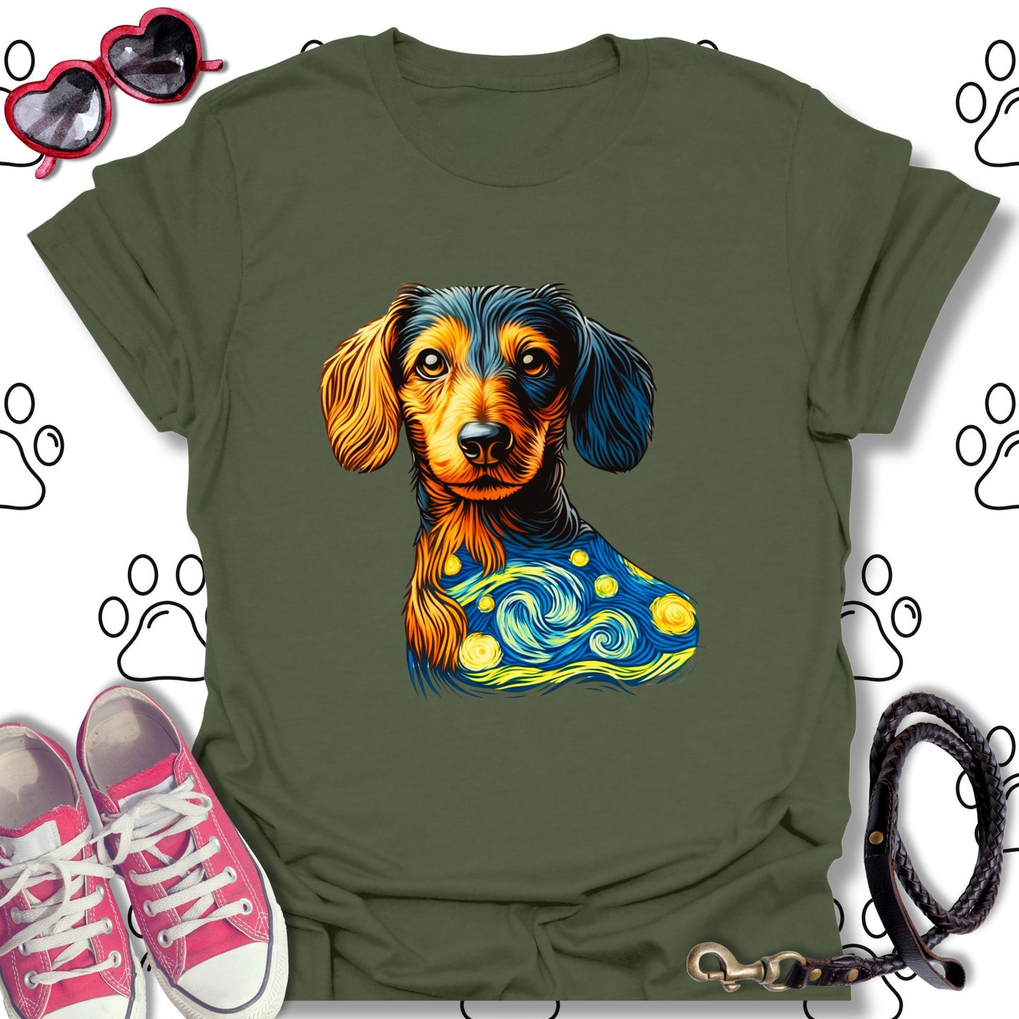 Dachshund Starry Night T-Shirt