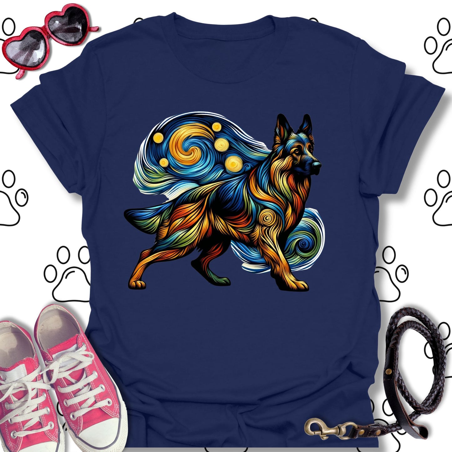 German Shepherd Starry Night T-Shirt