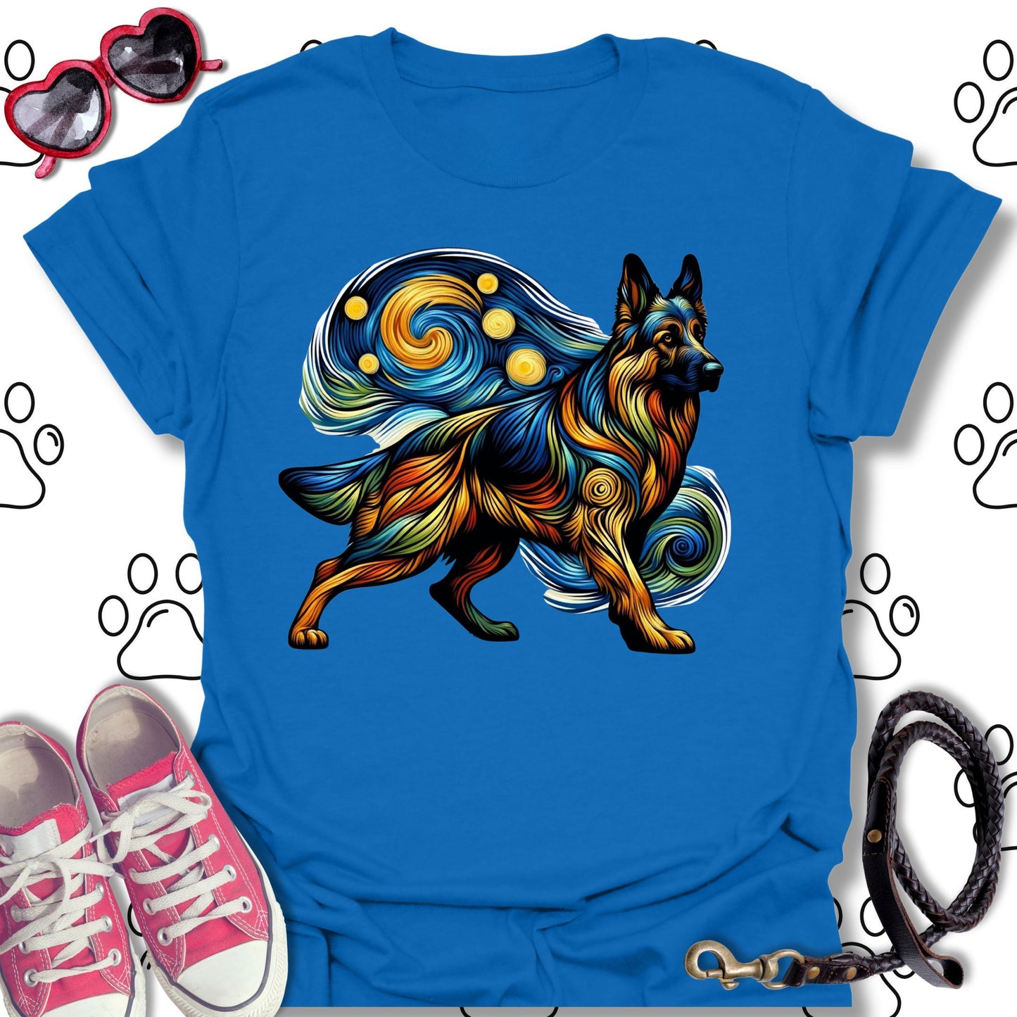German Shepherd Starry Night T-Shirt