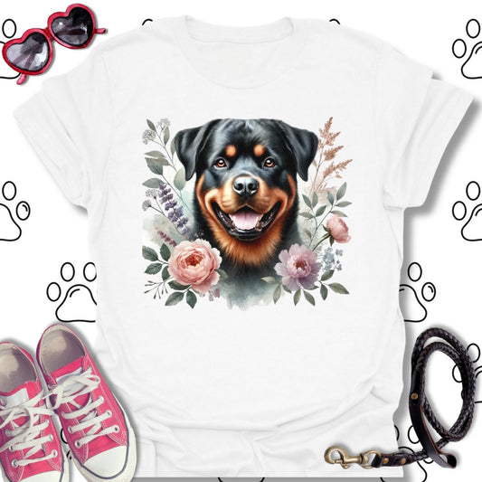 Rottweiler Floral Watercolor Shirt
