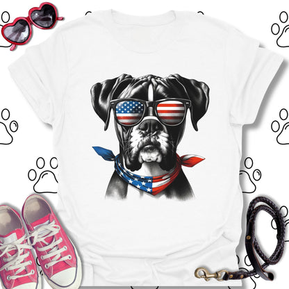 Boxer American Flag Sunglasses T-Shirt