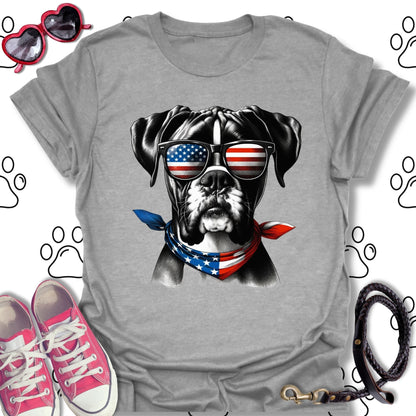 Boxer American Flag Sunglasses T-Shirt