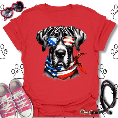 Great Dane American Flag Sunglasses T-Shirt