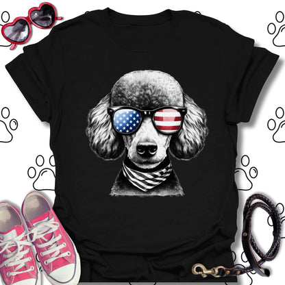 Poodle American Flag Sunglasses T-Shirt