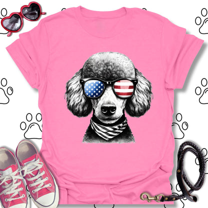Poodle American Flag Sunglasses T-Shirt