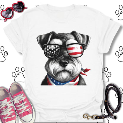 Schnauzer American Flag Sunglasses T-Shirt