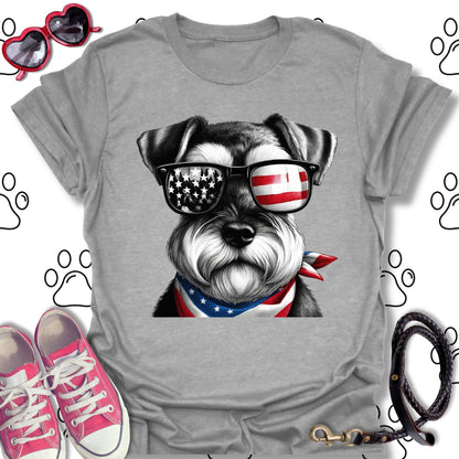 Schnauzer American Flag Sunglasses T-Shirt