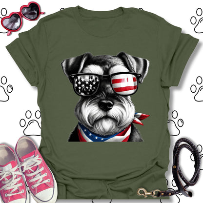 Schnauzer American Flag Sunglasses T-Shirt