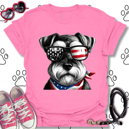 Schnauzer American Flag Sunglasses T-Shirt