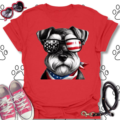 Schnauzer American Flag Sunglasses T-Shirt