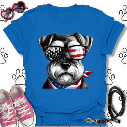 Schnauzer American Flag Sunglasses T-Shirt