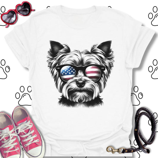 Yorkshire Terrier American Flag Sunglasses Shirt