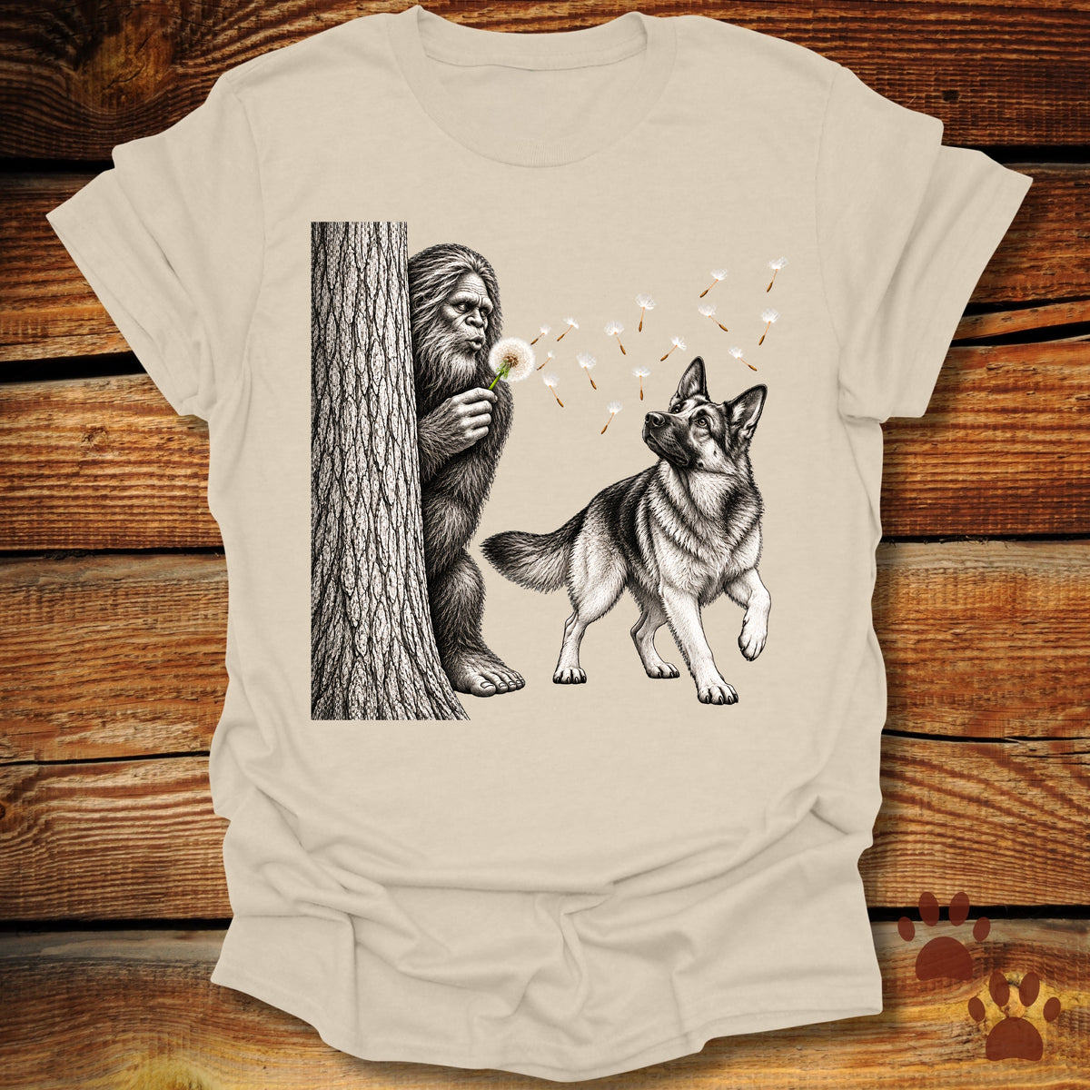 Bigfoot German Shepherd Dandelion T-Shirt