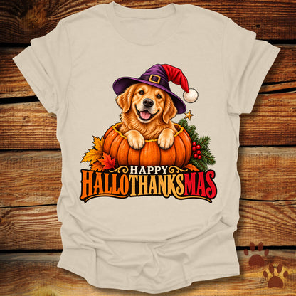 Happy Hallothanksmas Golden Retriever T-Shirt