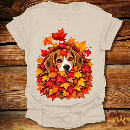Beagle Leaf Pile T-Shirt - Front & Back Print