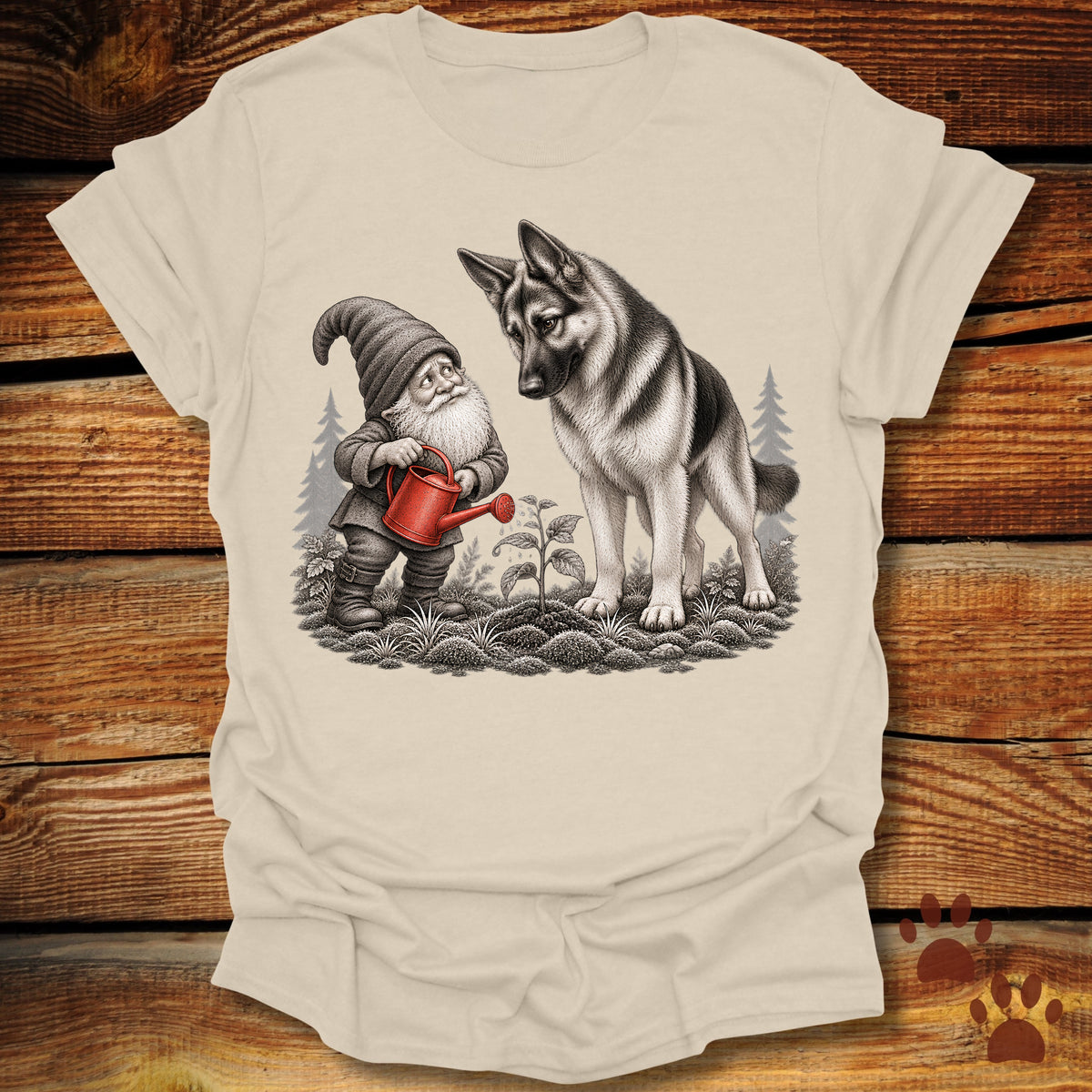Garden Gnome and German Shepherd T-Shirt