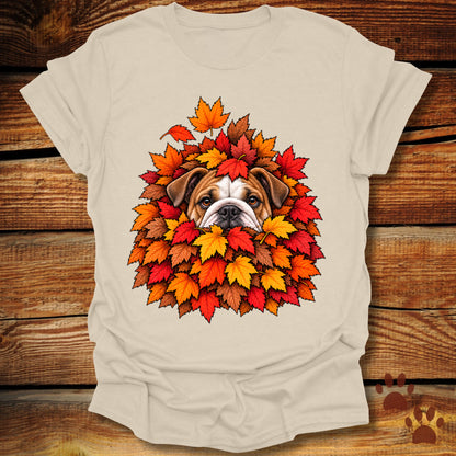 Bulldog Leaf Pile T-Shirt - Front & Back Print