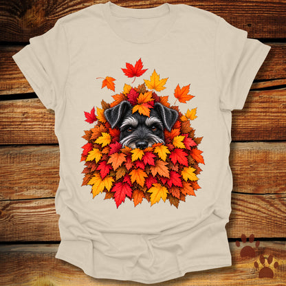 Schnauzer Leaf Pile T-Shirt - Front & Back Print