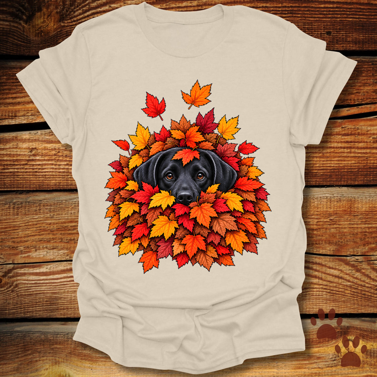Labrador Retriever Leaf Pile T-Shirt - Front & Back Print
