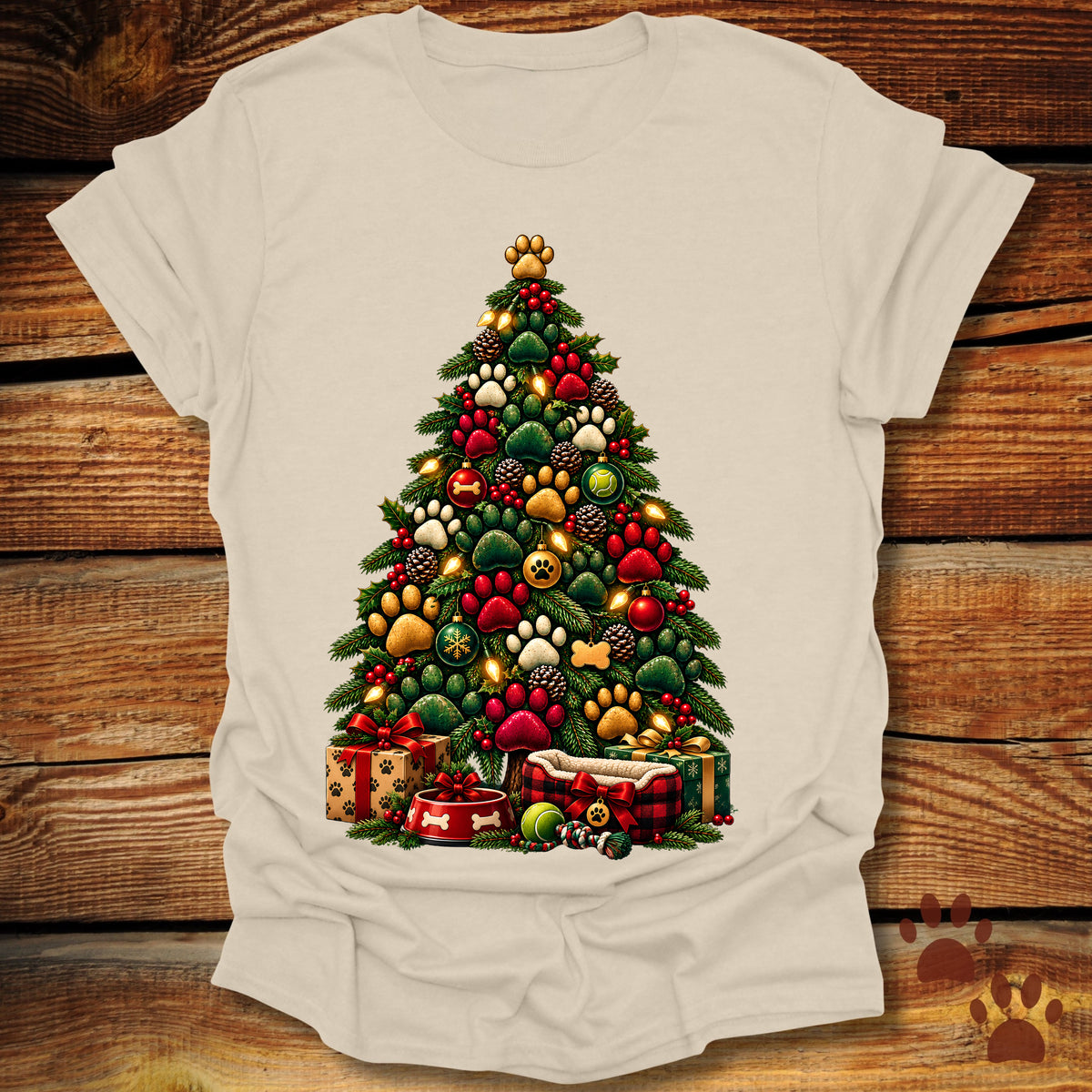 Dog Paw Christmas Tree T-Shirt