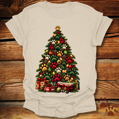 Dog Paw Christmas Tree T-Shirt