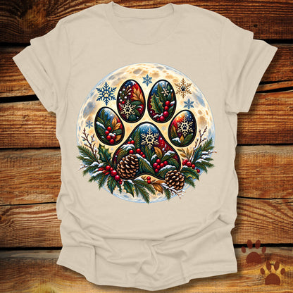 Dog Paw Christmas Moon T-Shirt