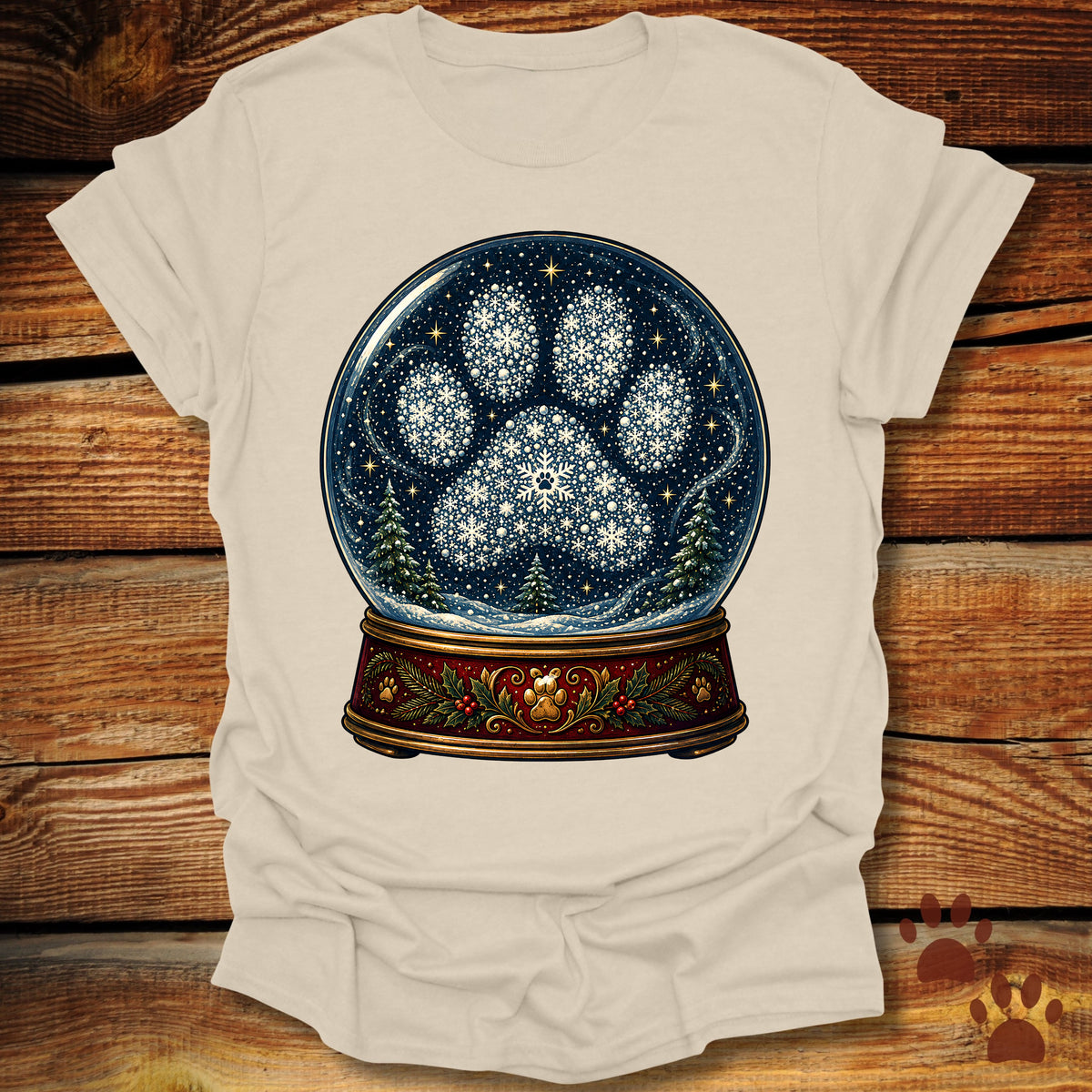 Dog Paw Snow Globe T-Shirt