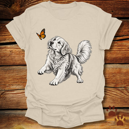 Golden Retriever Chasing Butterfly T-Shirt