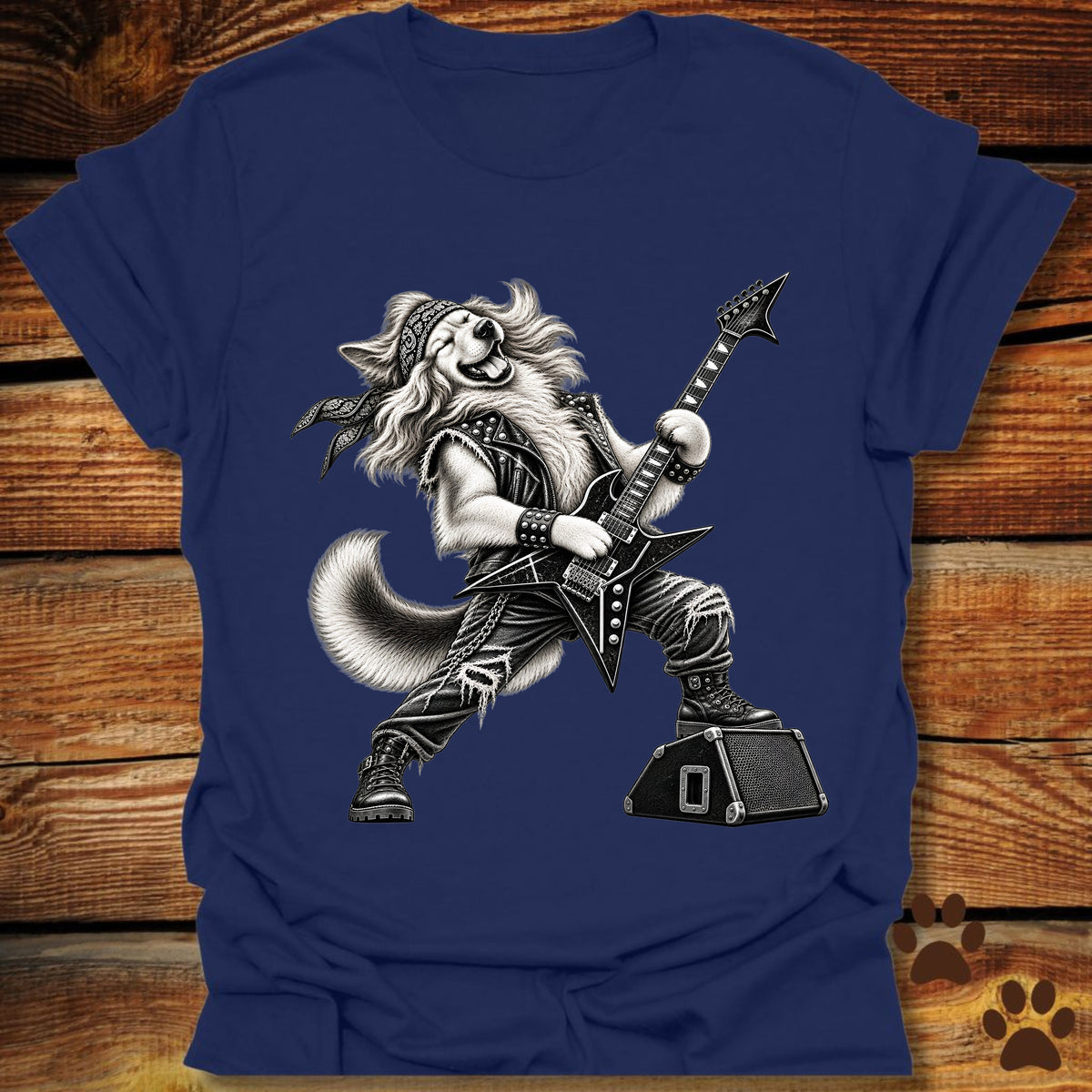 Golden Retriever Heavy Metal Guitar T-Shirt