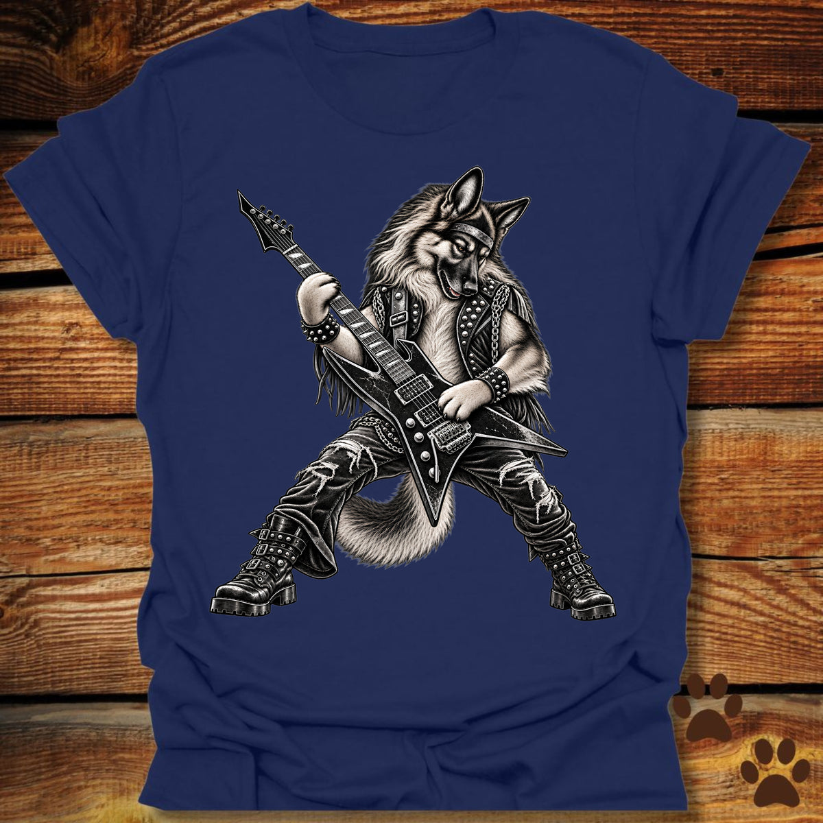 German Shepherd Heavy Metal Guitar T-Shirt