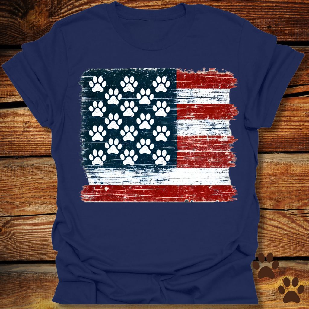Patriotic Paw Print American Flag Shirt