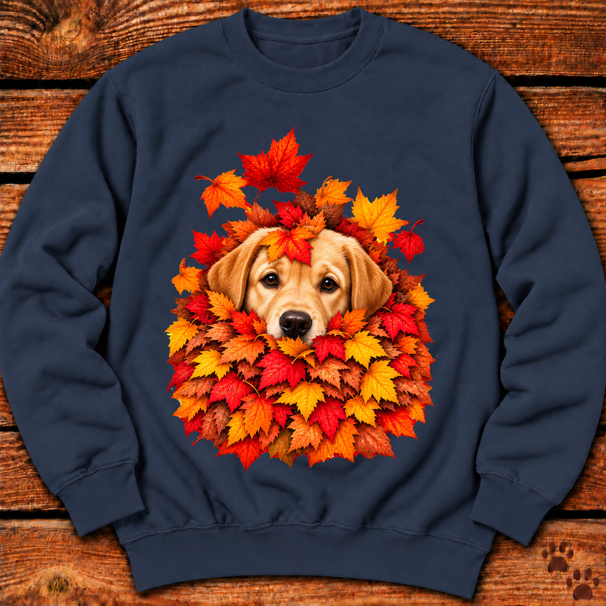 Yellow Labrador Retriever Leaf Pile Crewneck