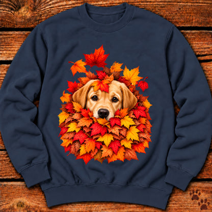 Yellow Labrador Retriever Leaf Pile Crewneck